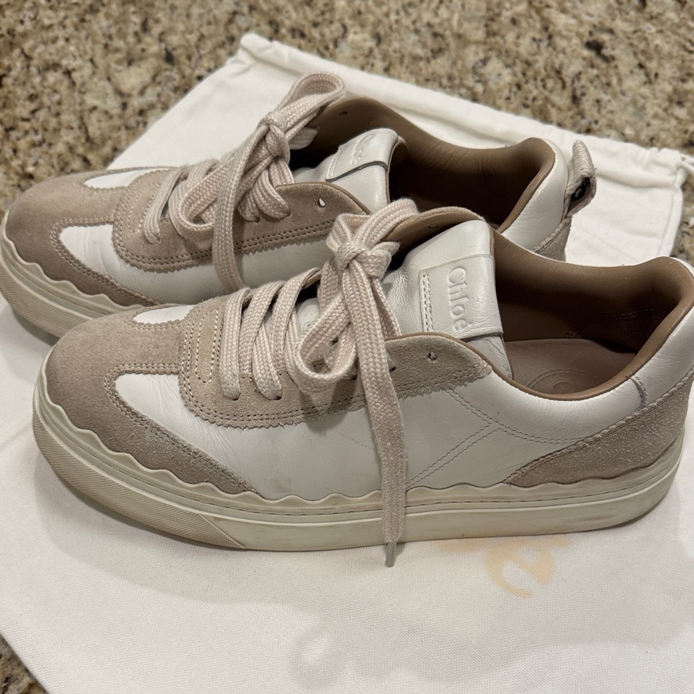 Chloé Lauren Leather and Suede Sneaker